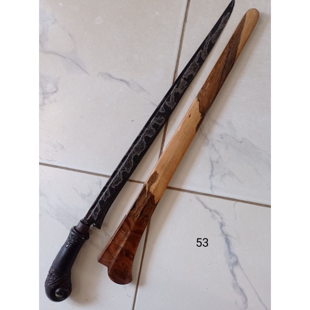 keris Lombok kuno original tebal utuh pamor top bilah 53 cm
