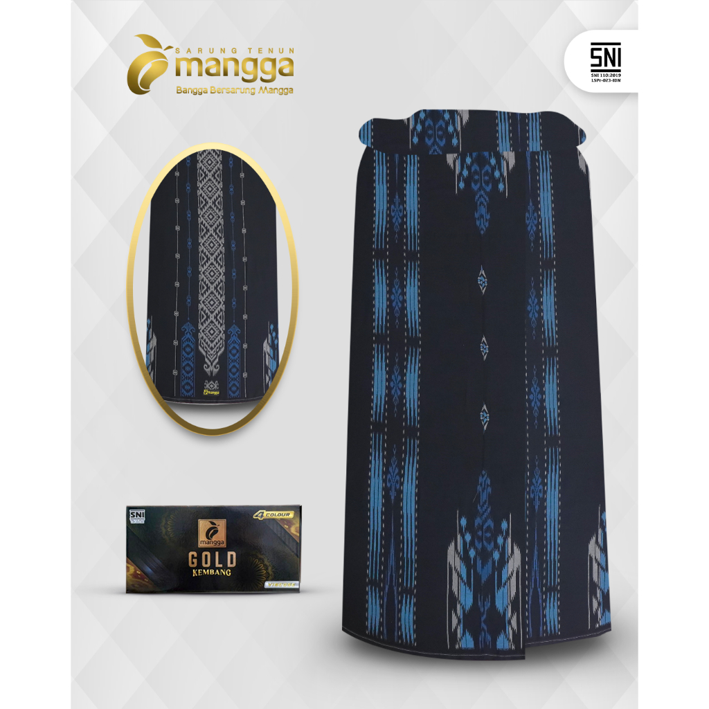 Sarung Mangga Gold Kembang 4 Warna Hitam Biru GKE01