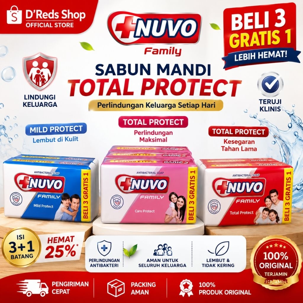 Sabun Batang NUVO 4x100gr / Sabun Mandi Banded isi 4