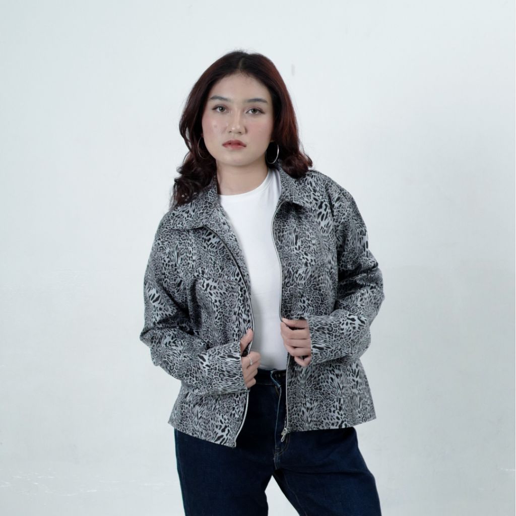 FrenCloth Jaket Leopard Pria Wanita Boxy Fit Jaket Streetwear Outerwear Trendy Fashion Kekinian