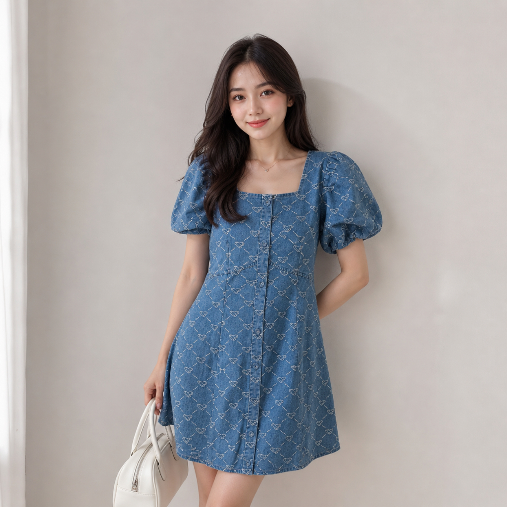 Lolly Dress Wanita  Jeans /  Baju Terusan Jeans