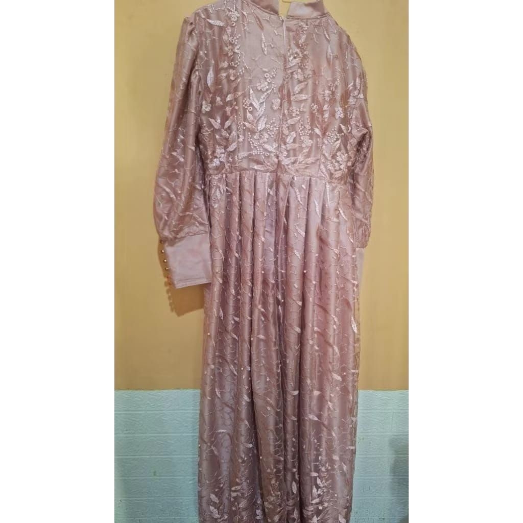 dress full brukat dusty pink/rosegold [pl]