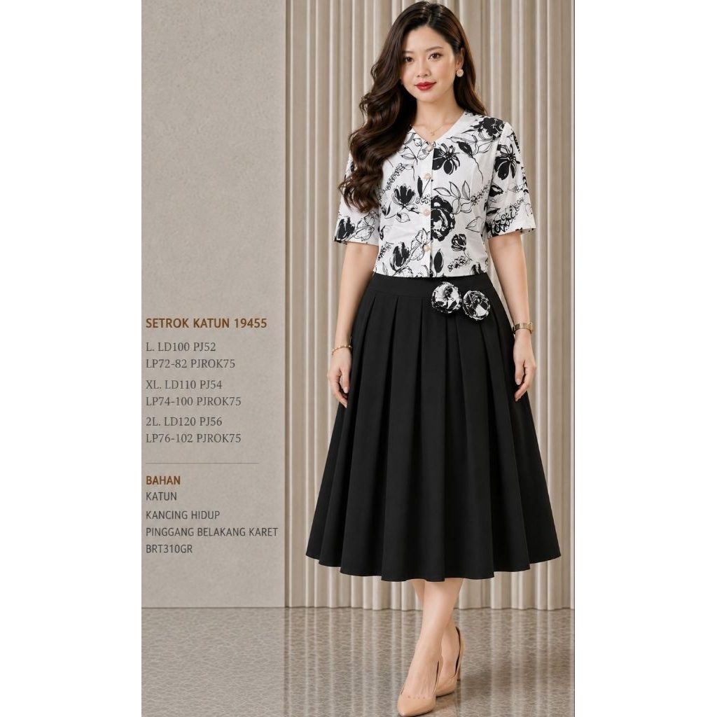 FER 19455 SET ROK KATUN WANITA NEW ARRIVAL / SET ROK JALAN / OUTFIT GEREJA / READY / REALPICT