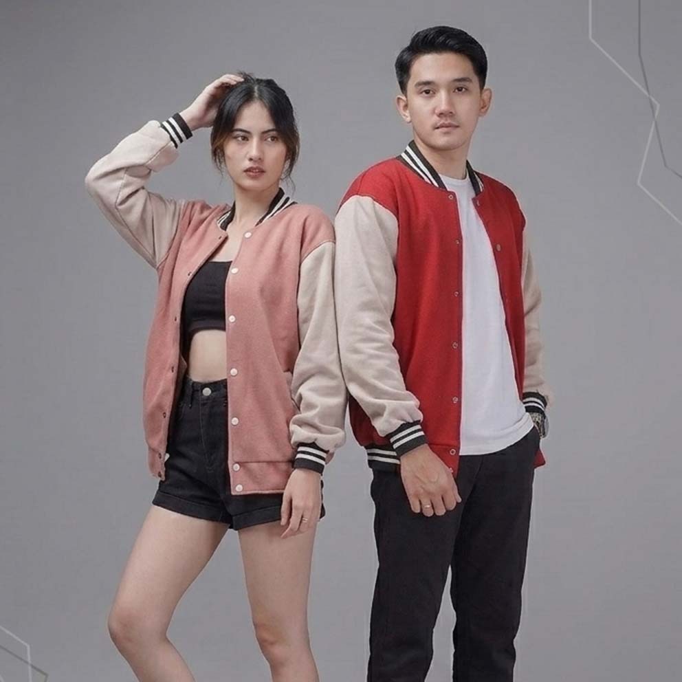 Varsity Jacket unisex flecee premium all size S-6XL  .Jaket bomber varsity korean polos.