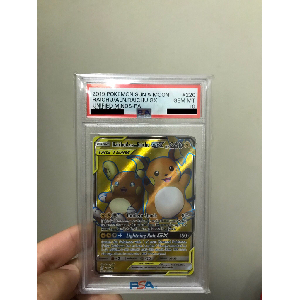 Kartu card TCG Pokemon SLAB PSA 10 RAICHU/ALN.RAICHU GX