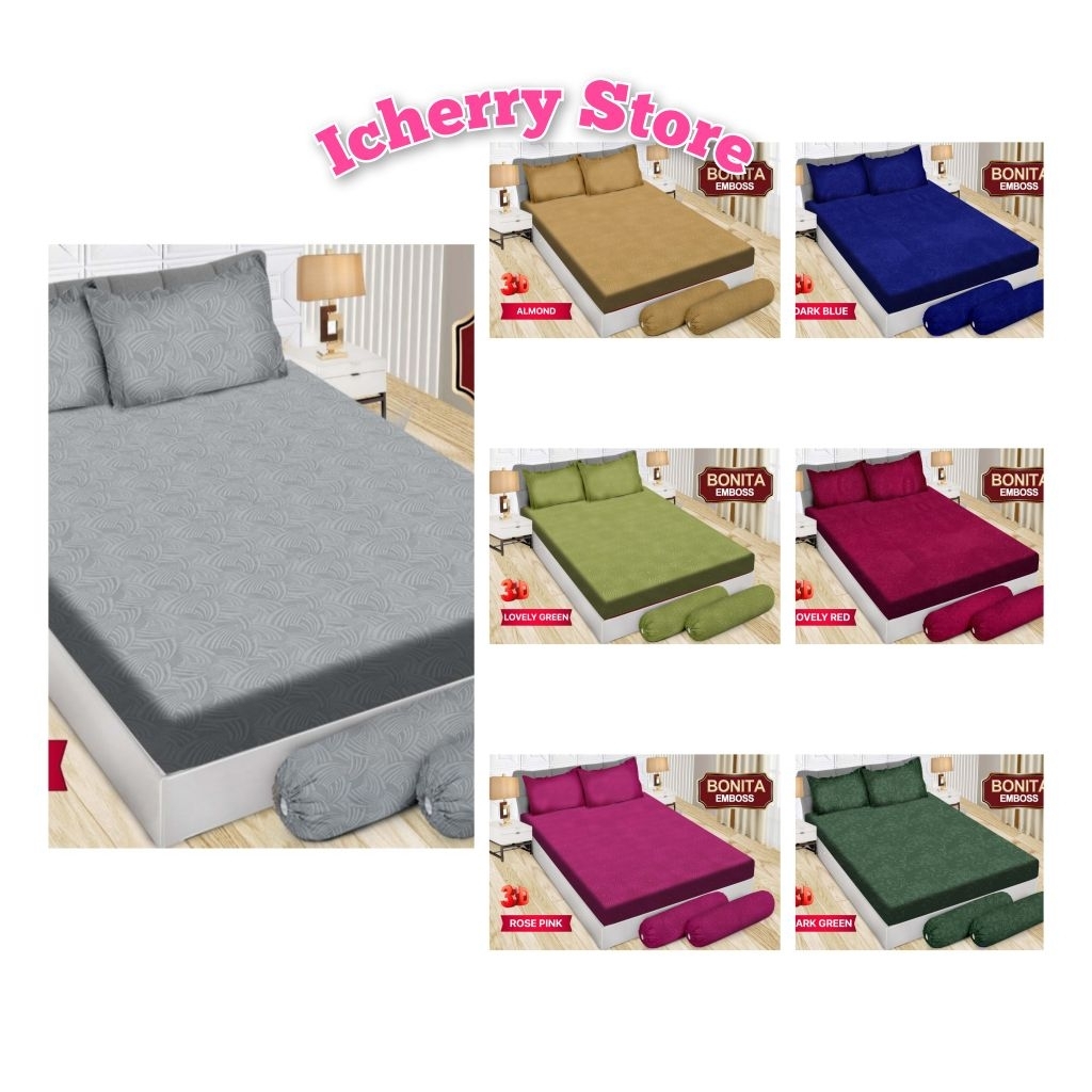 Sprei Bonita Disperse 3D King 180x200 - Warna Polos Emboss Hotel