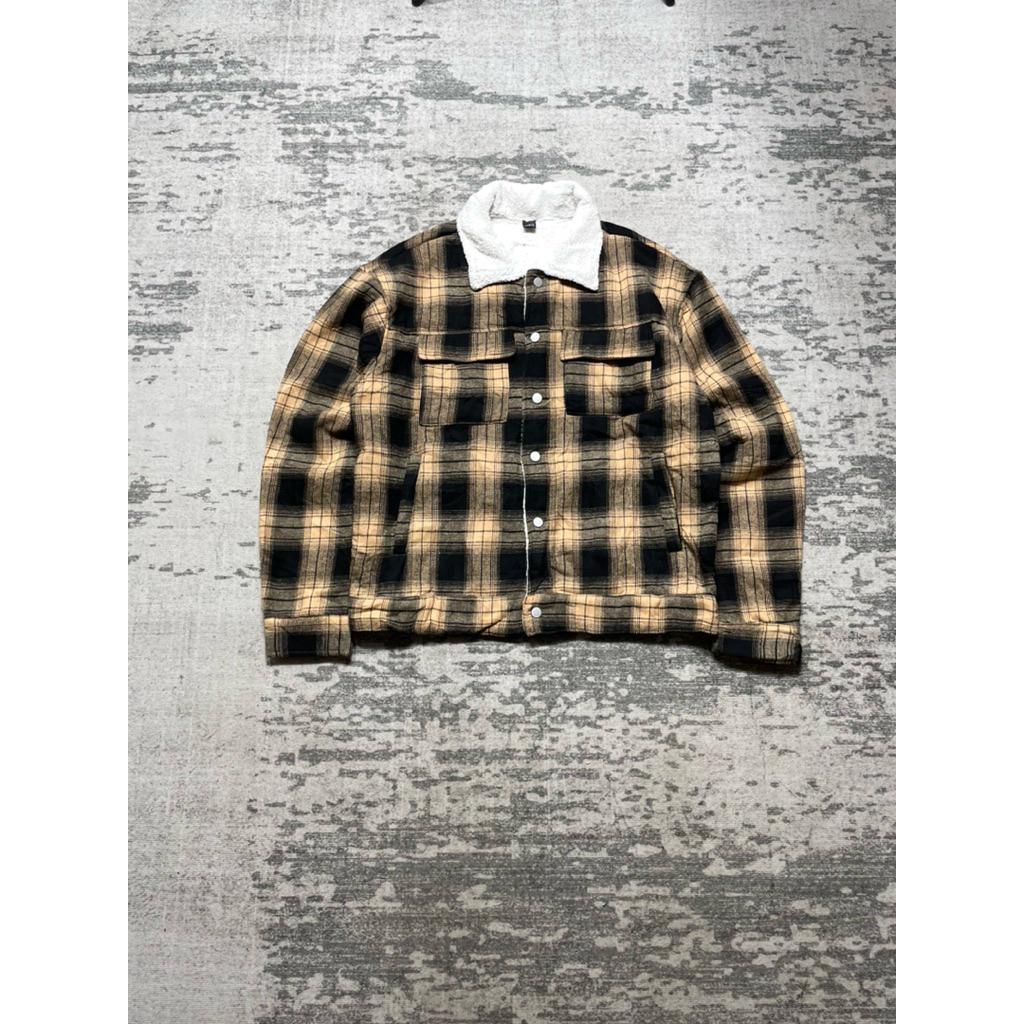 Manfinity plaid sherpa trucker jacket