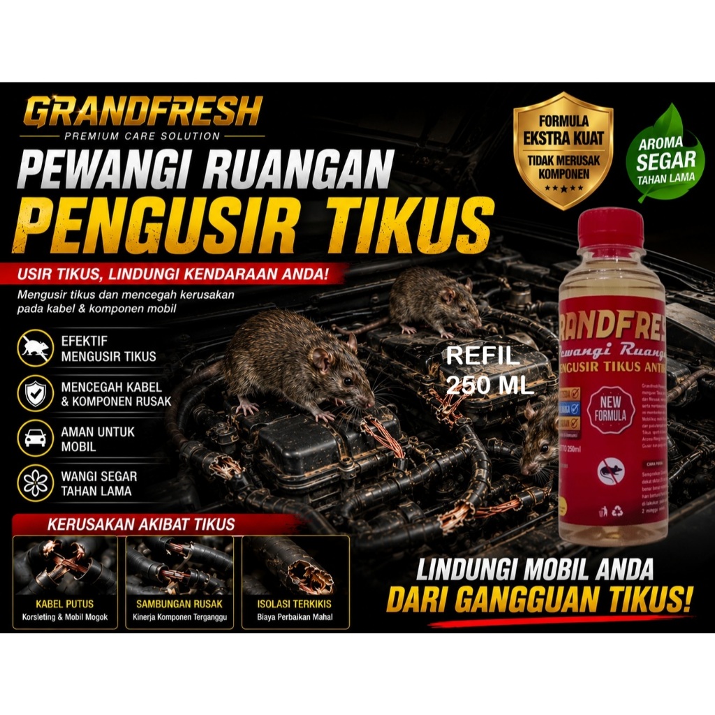 Pengusir Tikus Antikus Refil 250ml  | Grangfresh Pewangi Ruangan Pengusir Tikus Antikus Refil 250ml 