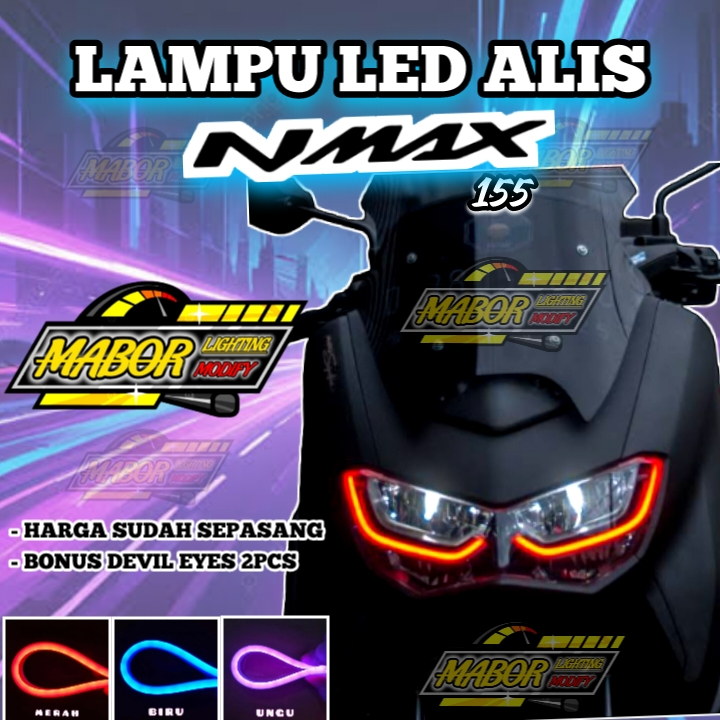 PAKET LAMPU ALIS NMAX NEW KANAN KIRI BONUS DEMON DEVIL EYES