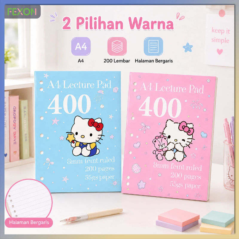 [COD]  FEXON Lecture Pad A4 | Buku Catatan Bergaris | Kertas File Binder Notebook | Kertas Memo Teba