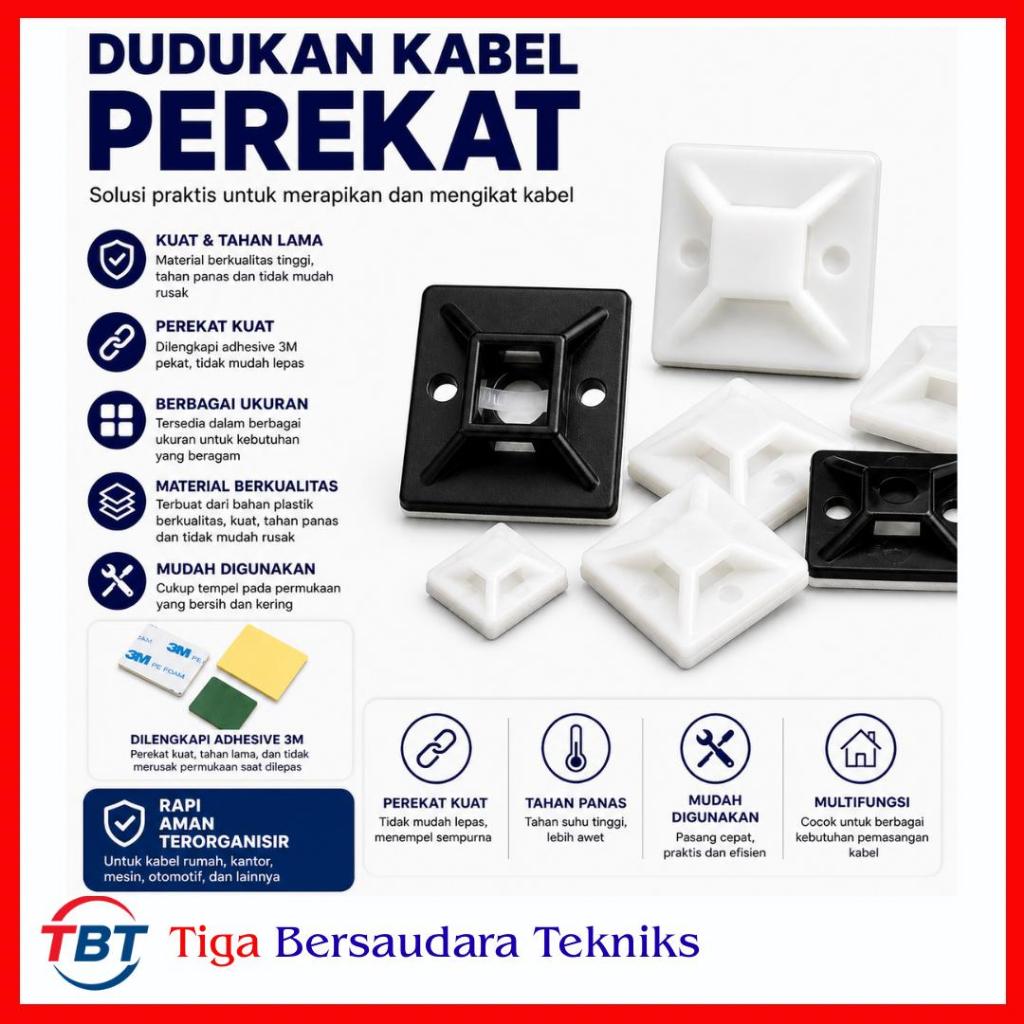Tie Mount 20x20 25x25 30x30 Mount Ties Pengikat Kabel Dudukan Kabel Ties