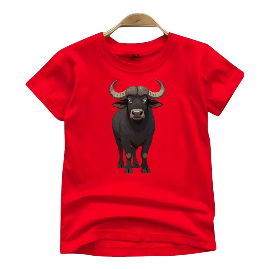 Baju kaos anak Hewan Lucu kerbau