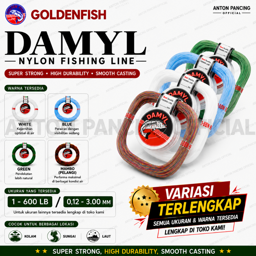 Senar Damyl Golden Fish 70-200 LBS Putih Hijau Biru Mambo