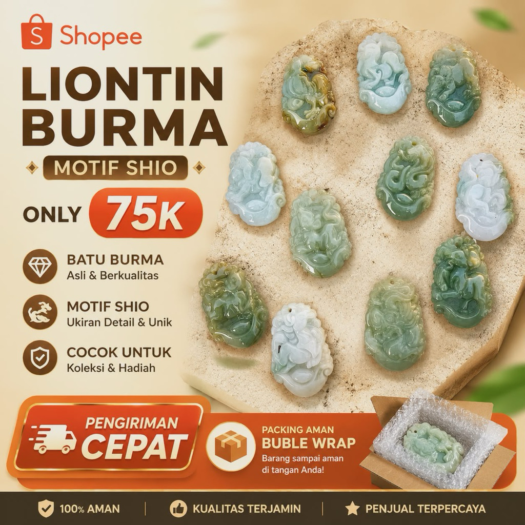 Liontin Giok Burma Motif 12 Shio