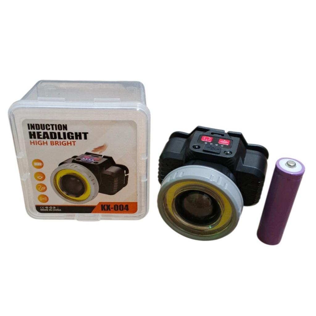 Senter Kepala KX-004 Cahaya Putih LED Sensor 5 Mode  Baterai 18650 Bisa Lepas Pasang