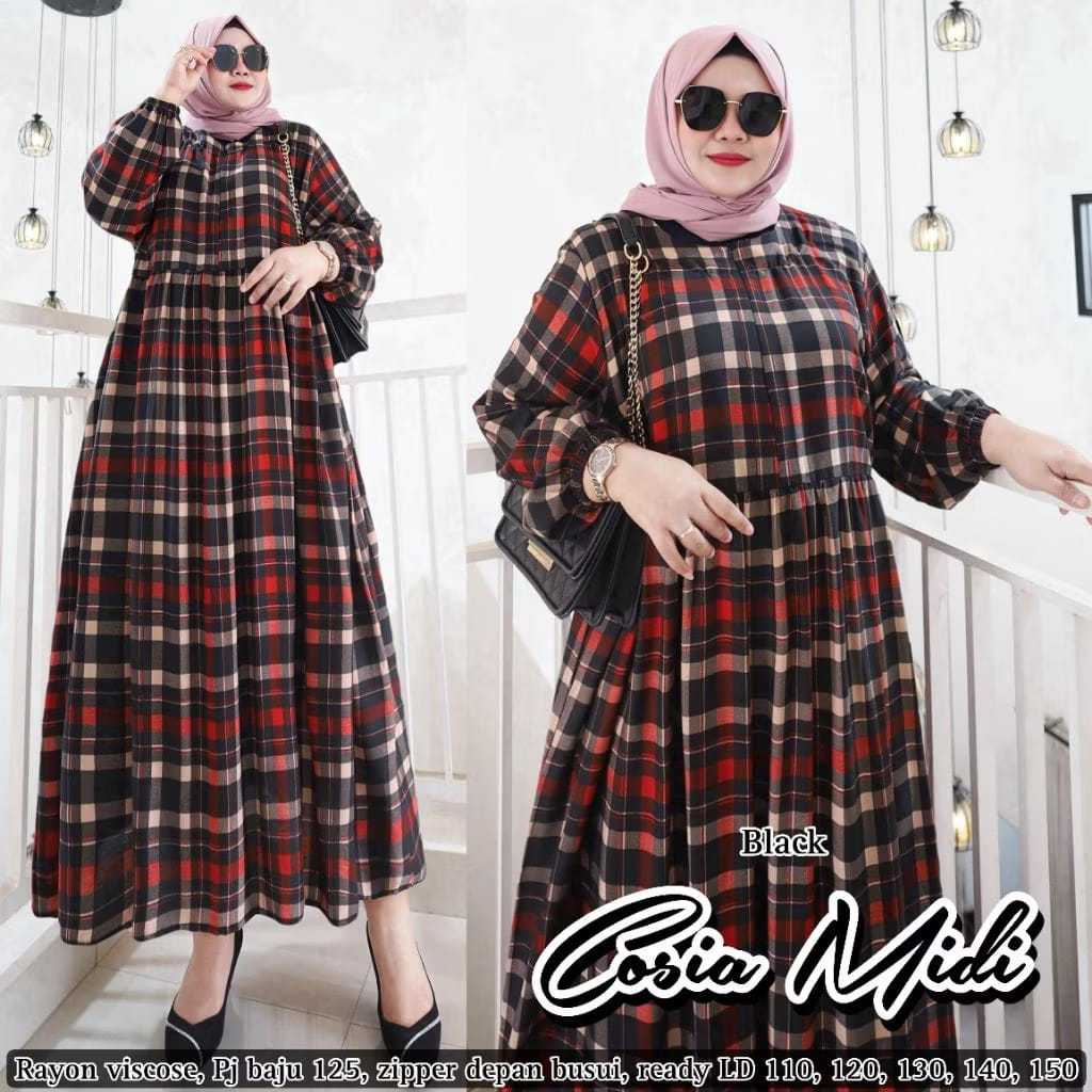 GAMIS RAYON JUMBO GAMIS MOTIF KOTAK BAHAN RAYON PREMIUM GAMIS RAYON TERBARU