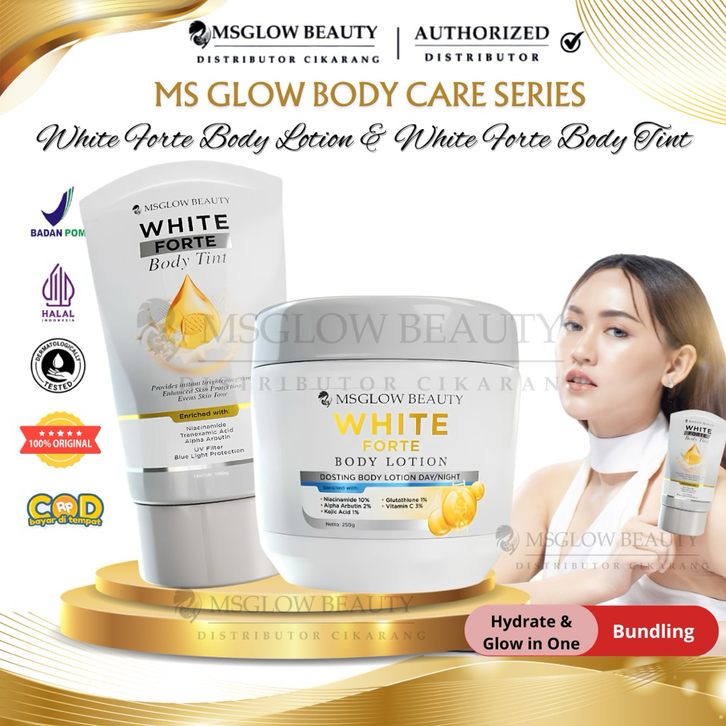MS GLOW WHITE FORTE BODY LOTION FREE WHITE FORTE BODY TINT