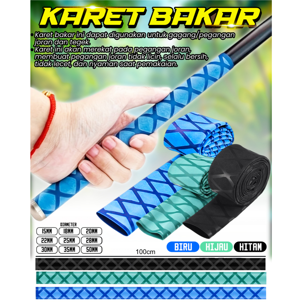 Grip Karet Bakar Pelindung Joran Tegek 1 Meter Motif X