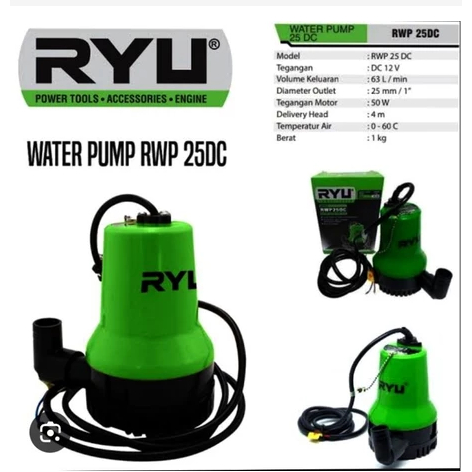RYU RWP25DC Kolam Ikan Aquarium Pompa Air Celup pakai adaptor RWP25 DC TIDAK BISA PAKAI LISTRIK INPU