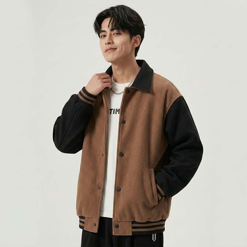 Varsity jaket kerah kombinasi all size flecee premium unisex S-6XL.Jaket bomber varsity jaket berker