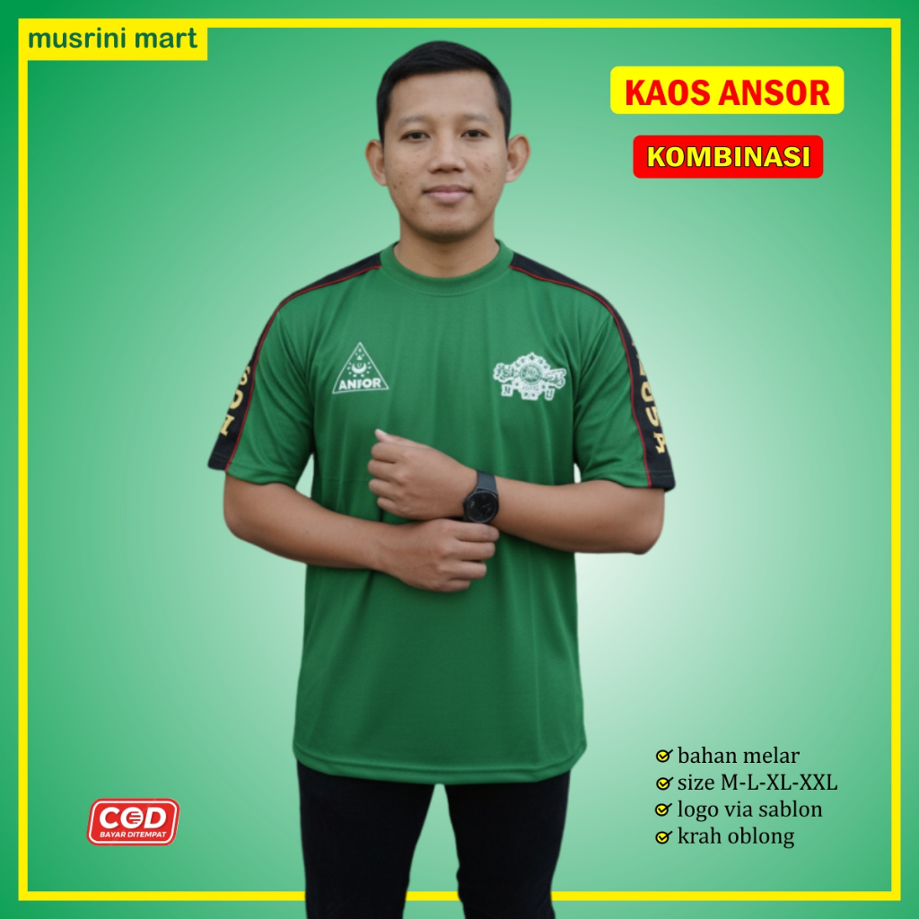 Kaos Ansor Banser Lengan Pendek Kombinasi Bagus Murah Musrini Mart