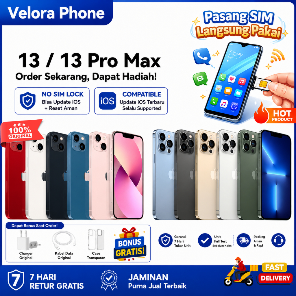 iPhone 13 Pro Max Second Original 100% iP 13 Pro / iP 13 / iP 13 Mini 128GB 256GB Bekas Mulus Normal