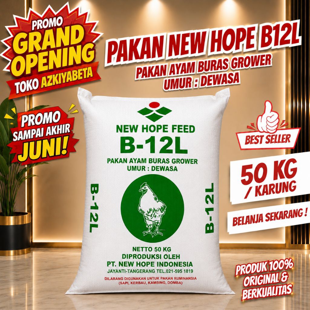 pur pakan ayam 50 kg buras NEW HOPE B12L  grower karungan 50 kg