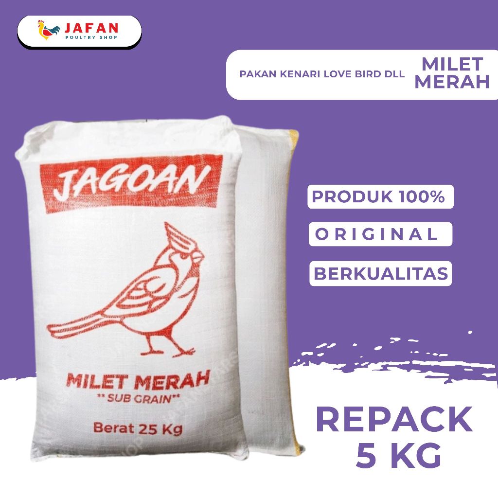 GROSIR 5KG Milet Merah Bersih - Pakan Burung Lovebird Nuri Parkit Super Hemat