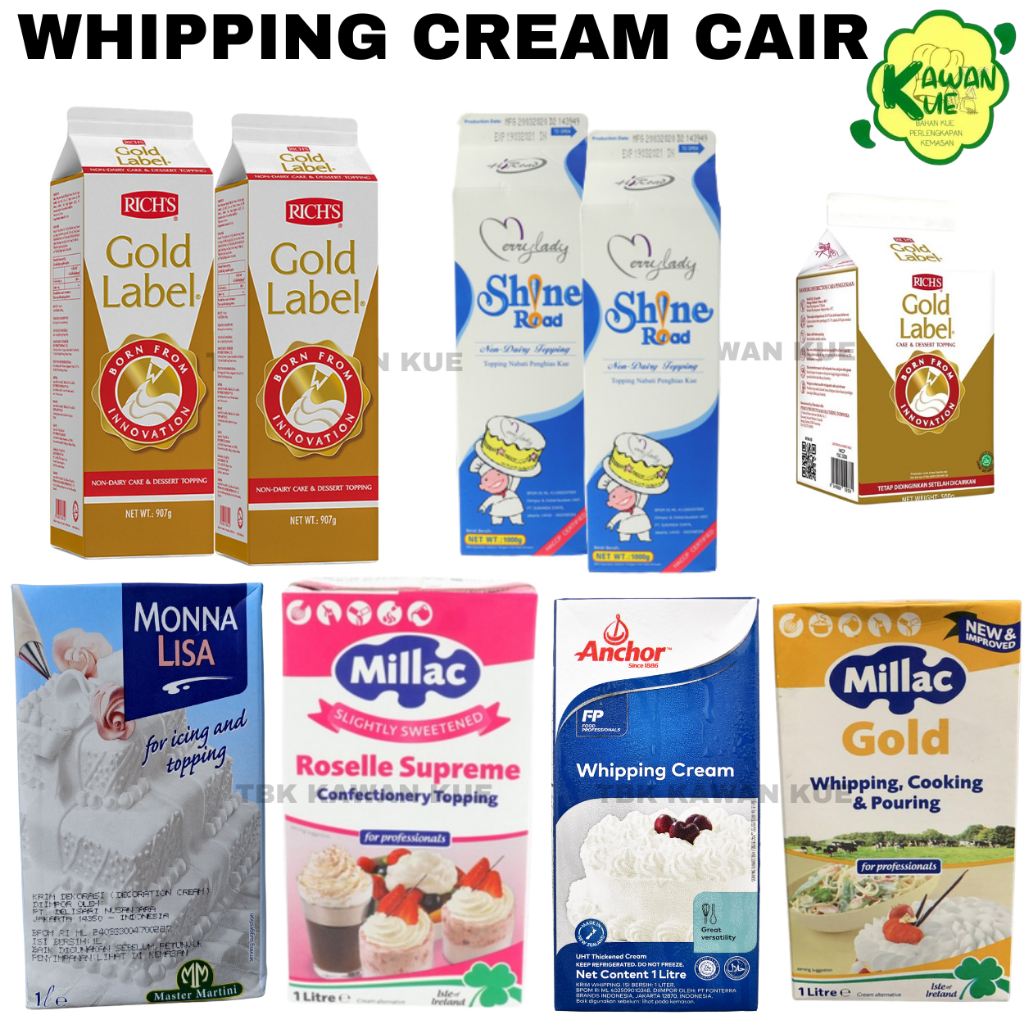 Whipping Cream dan Cooking Cream Kemasan 1 Liter , 907gr, 500gr MonalisaAnchor Rich Gold Elle N Vire