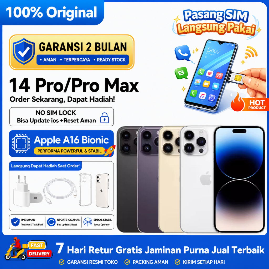 iPhone 14 Pro / 14 Pro Max 128GB Second Inter Original 100% Fullset Mulus No Refurbish Velora Phone