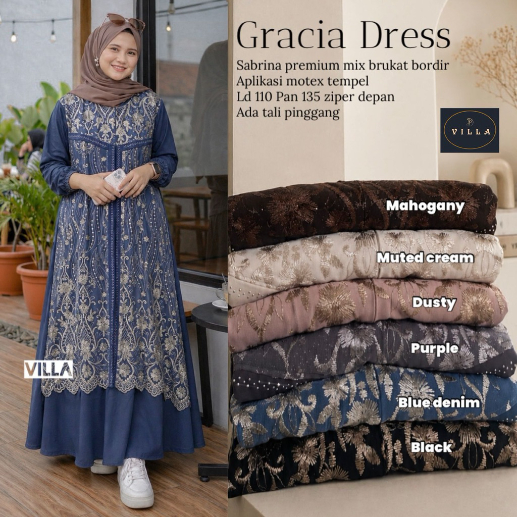 Gracia Dress Gamis Terbaru Gamis Kondangan by Villa