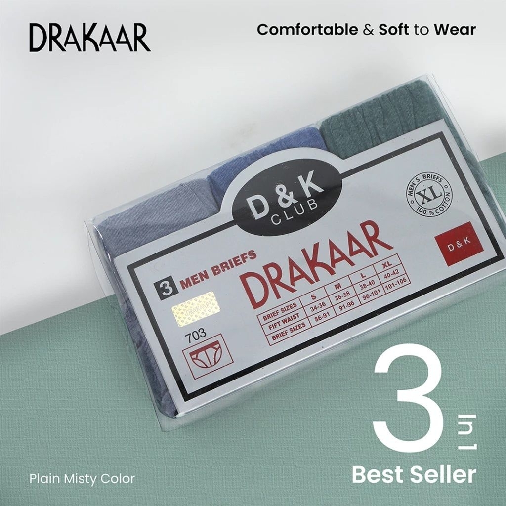 DRAKAAR / Celana Dalam Pria Laki Dewasa Polos Drakaar mika isi 3