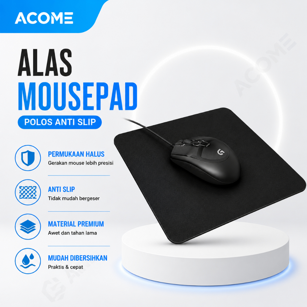 Alas Mousepad Polos Mouse Pad Anti Slip Tatakan Pad Hitam Kualitas Bagus Pad Laptop Komputer Murah