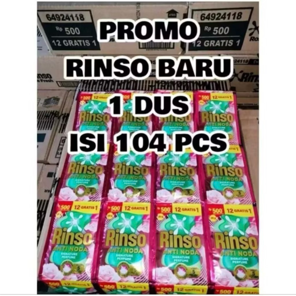 RINSO CAIR 1 DUS / Rinso Renceng 1 Dus 20 ml isi 104 sachet Anti Noda