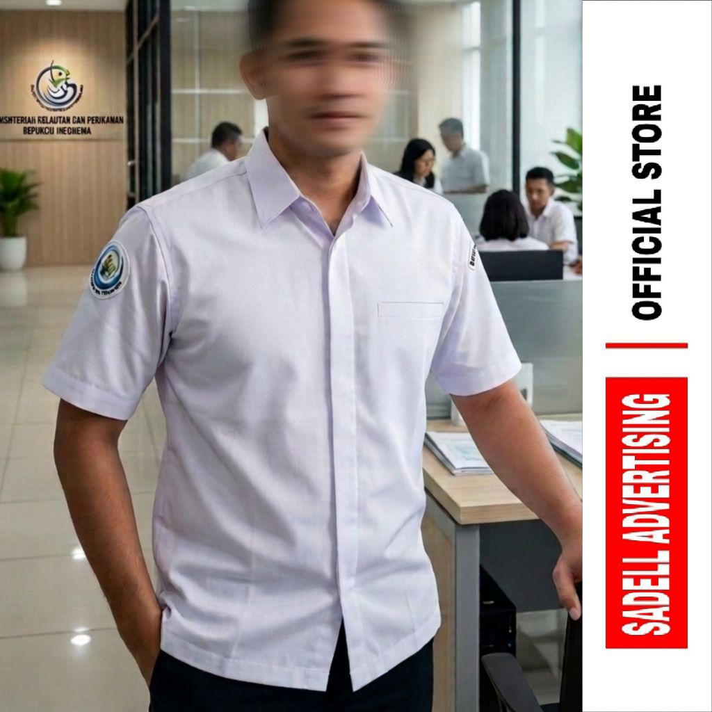 KKP BPPP BITUNG Kemeja KKP RI Seragam KKP RI Baju Kementerian Kelautan dan Perikanan RI Putih Lengan
