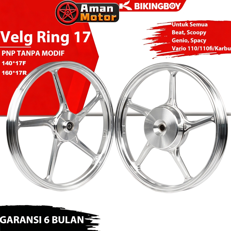 BIKIINGBOY  VELG PALANG AK CNC RING 17 Alloy Untuk Semua Beat, Scoopy, Genio, Spacy, Vario 110/110fi