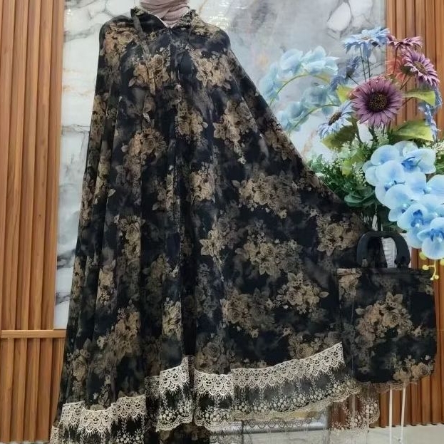 MUKENA RAYON VISCOSE MOTIF BUNGA MAWAR ELEGAN