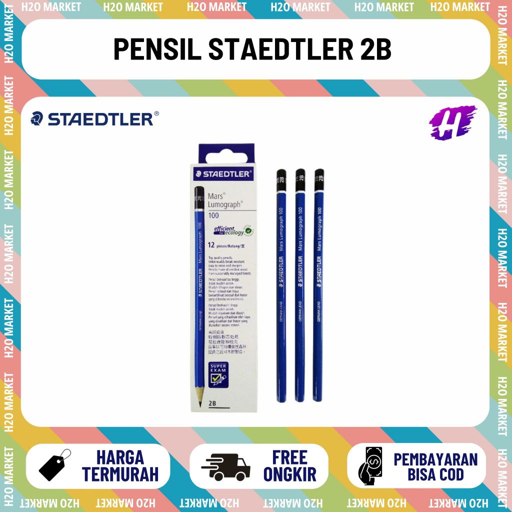 [H2O] PENSIL STAEDTLER LUMOGRAPH 2B ORIGINAL 1 PCS TERMURAH