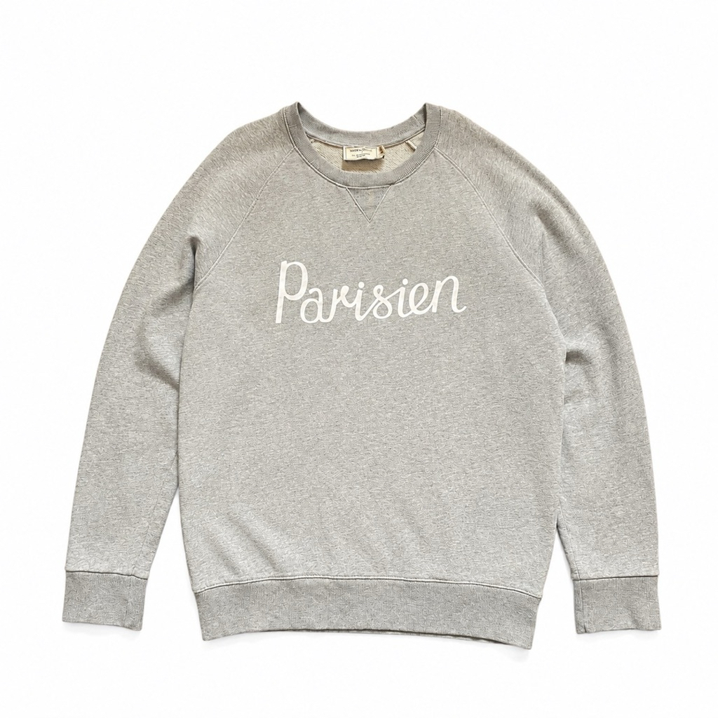 Maison Kitsune Parisien Grey crewneck sweatshirt (L)