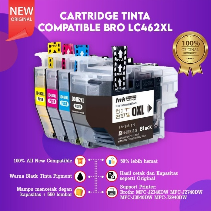 TINTA CATRIDGE XANTRI LC462XL 1 SET MFC-J3540DW Compatible For Printer MFC-J2340DW J2740DW J3540DW J