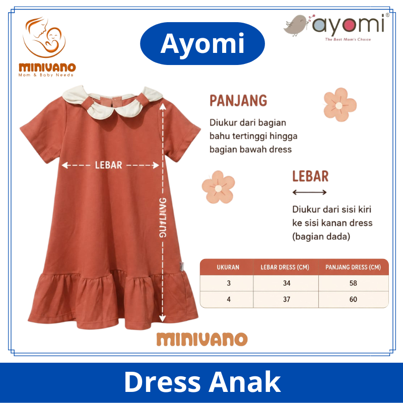 Ayomi Dress Anak Kerah Kait - Baju Anak Perempuan