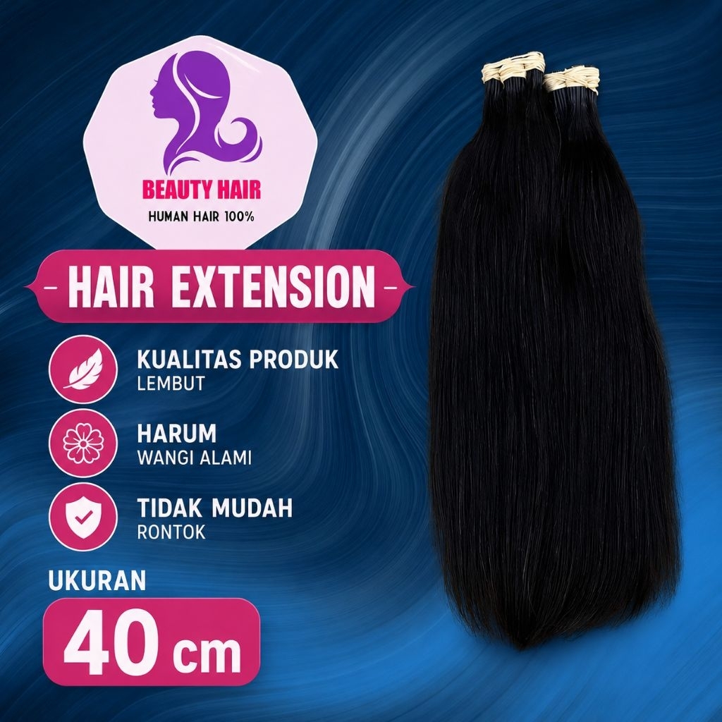hair extension rambut sambung asli bahan rambut manusia 40cm
