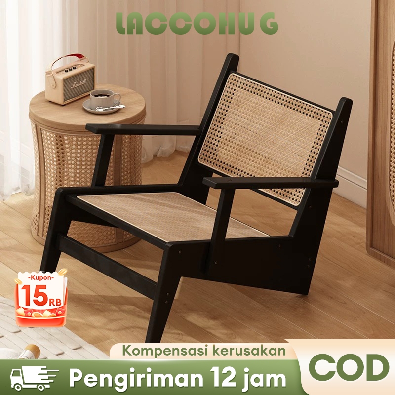 Laccohug Bambu Kursi Santai Rotan Kursi Malas Kursi Sandaran Luaran/Dalam Ruangan Kursi Berbaring