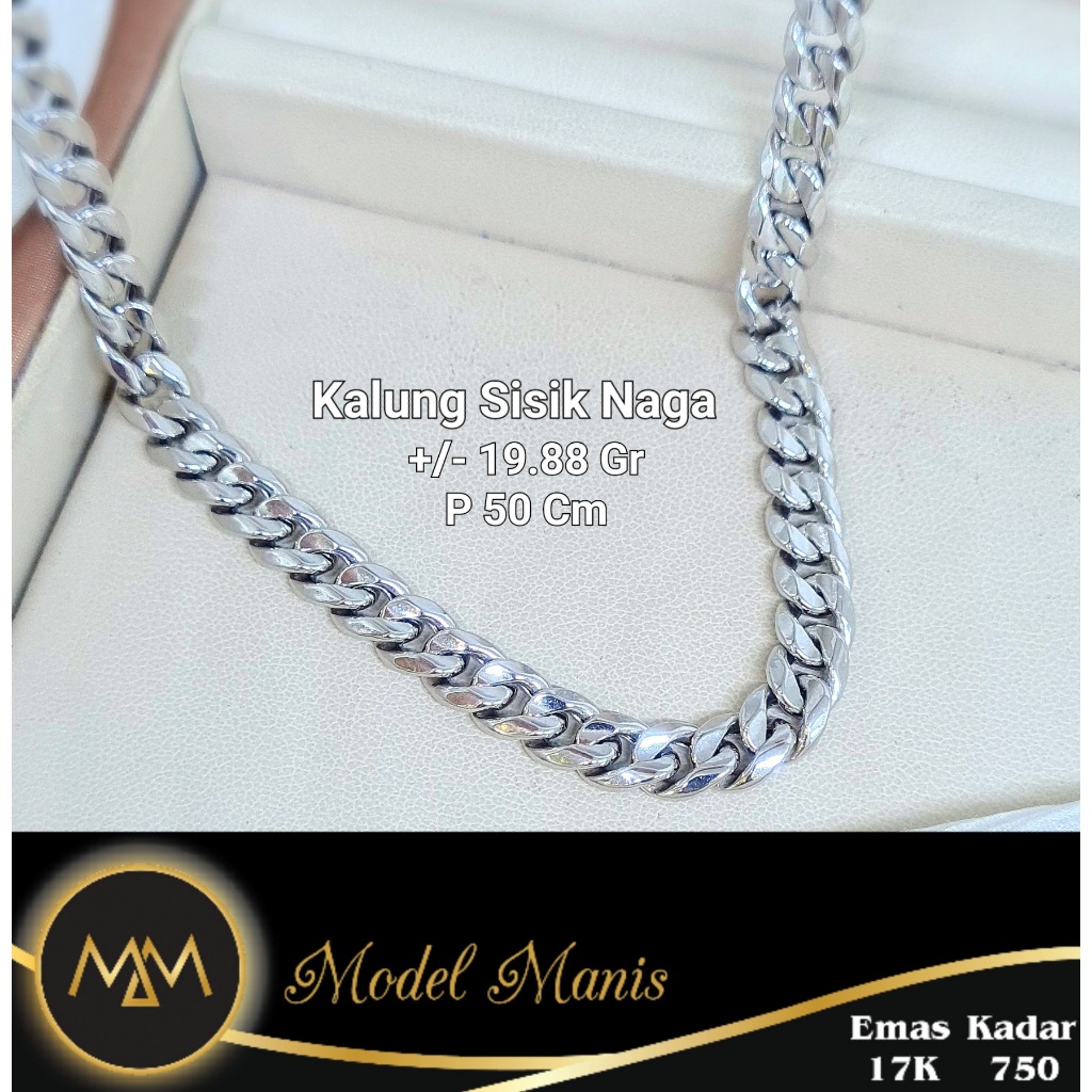 Kalung Sisik Naga Solid Putih 750 kadar 17k