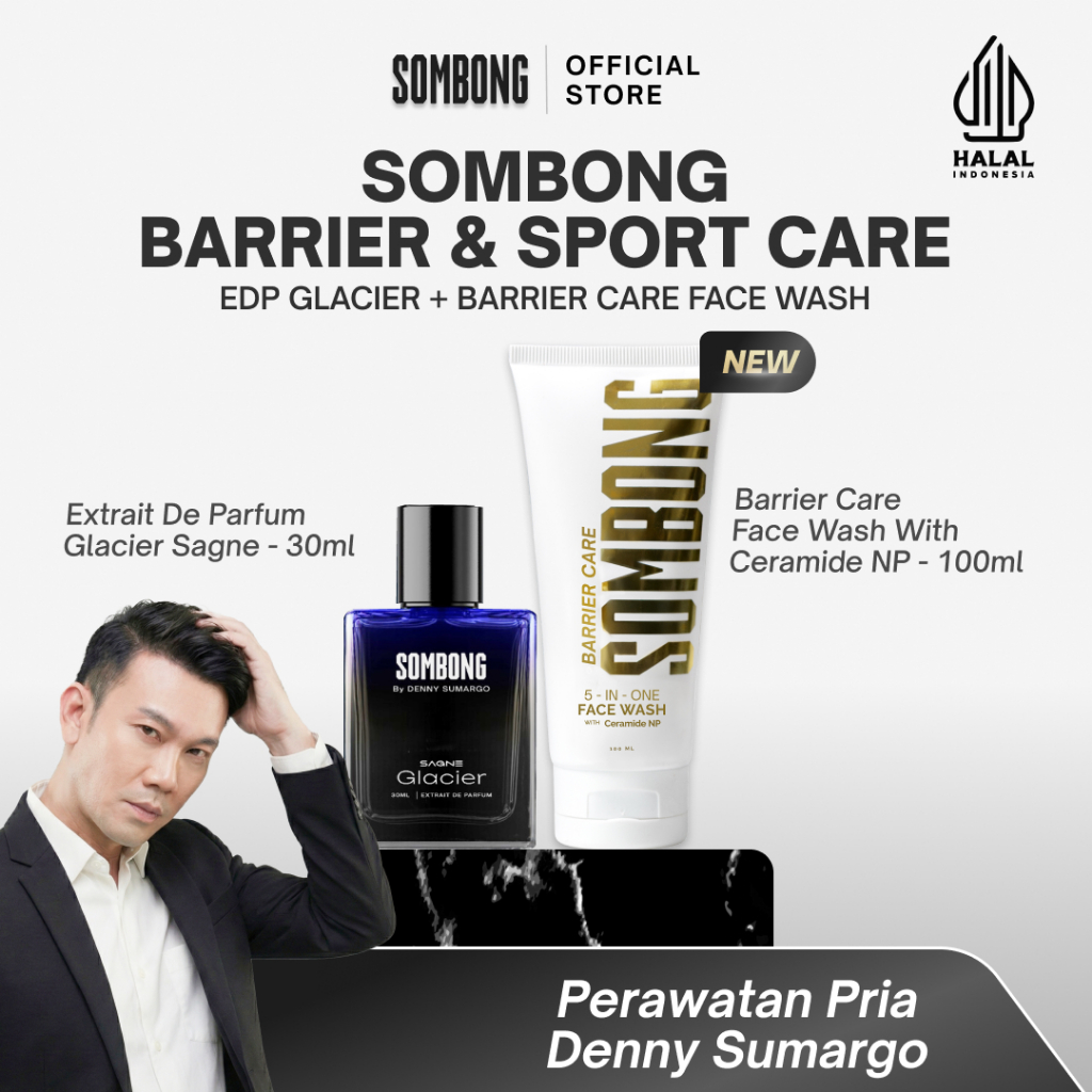 SOMBONG 5-in-1 BARRIER & SPORT CARE - EDP Glacier + Barrier Care Face Wash - Sabun Cuci Muka Pria Un