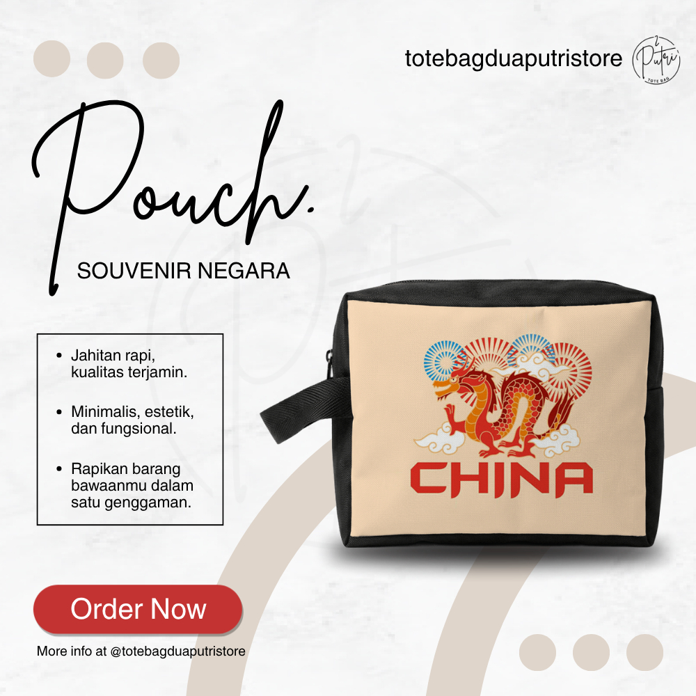 Pouch Make Up Travel China Souvenir Oleh Oleh China Beijing Pouch Tas Kosmetik Bahan Kanvas Tas Trav