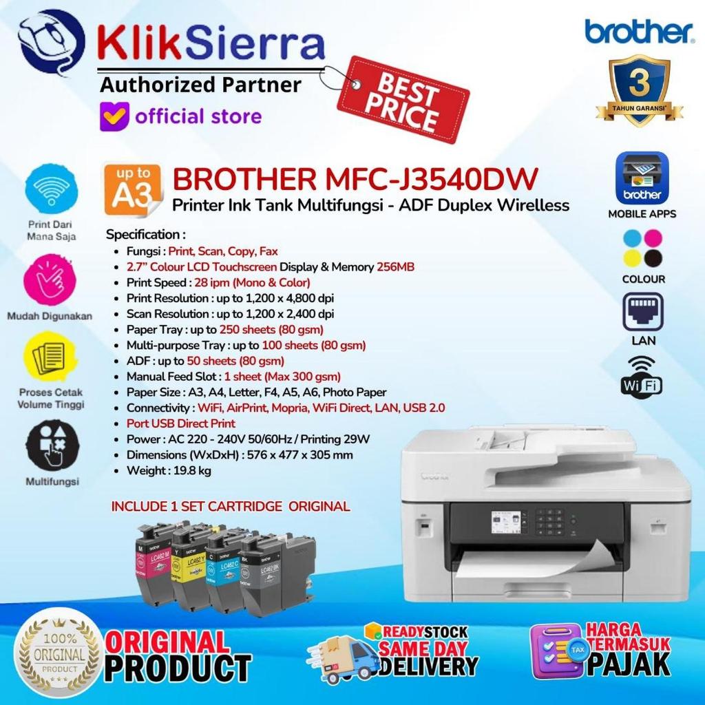 Printer A3 BROTHER MFC-J3540DW Inkjet Multifunction ALL IN ONE Print-Scan-Copy-Fax