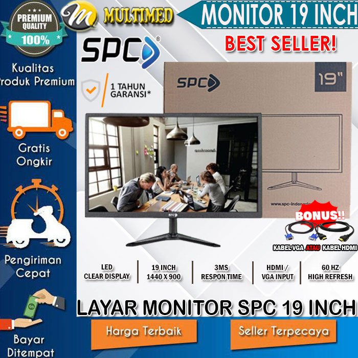 Monitor Layar LED 19" Inch Wide Screen SPC Baru