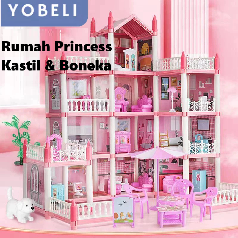 Mainan Princess Rumah Rumahan dengan Lampu dan Boneka Mainan Rumah Boneka