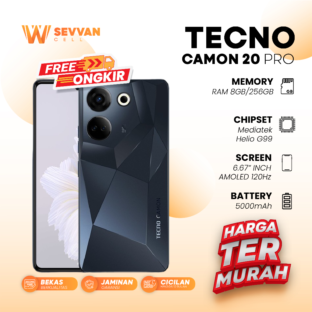 Handphone Tecno Camon 20 Pro 4G Ram 8 256GB